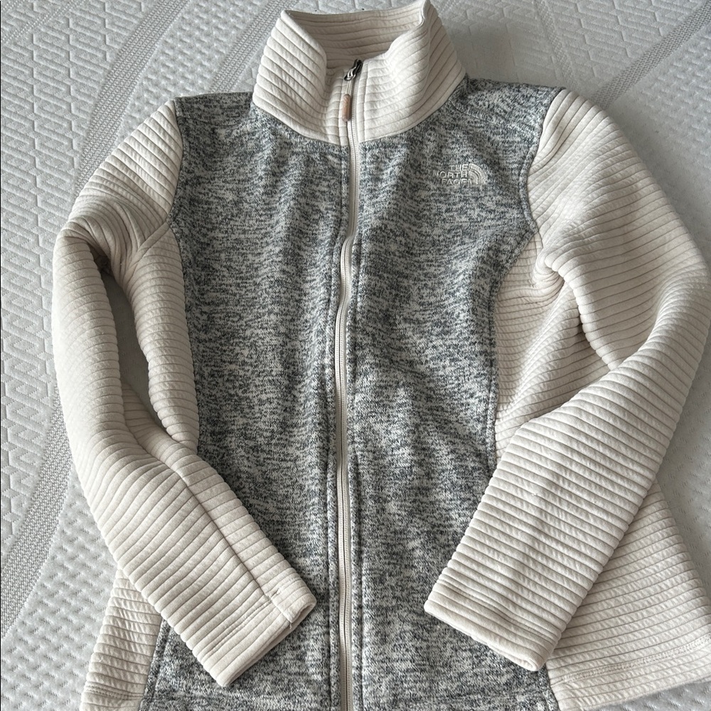 The North Face Heather Gray and Cream Jacket